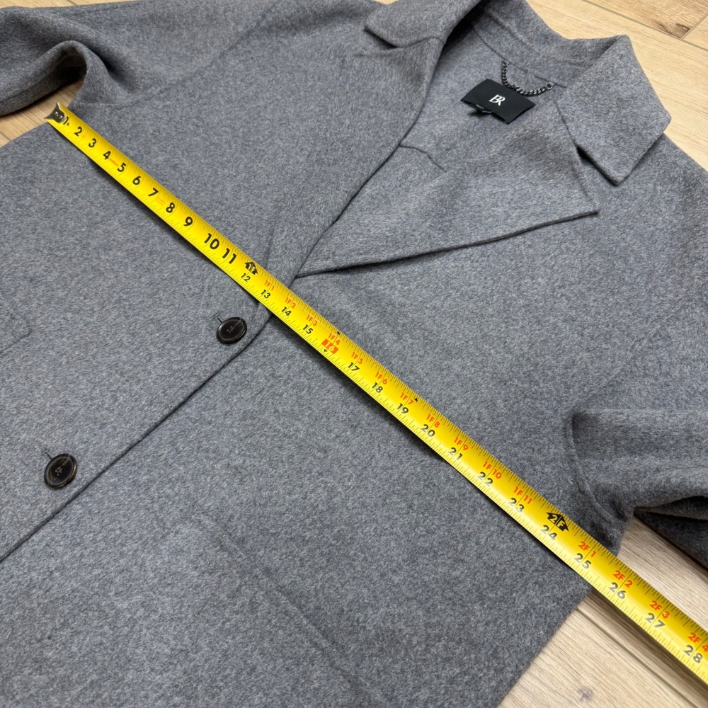 Banana Republic Amina Oversized Top Coat Womens Large Grey Wool Blend Longline L - Picture 7 of 9